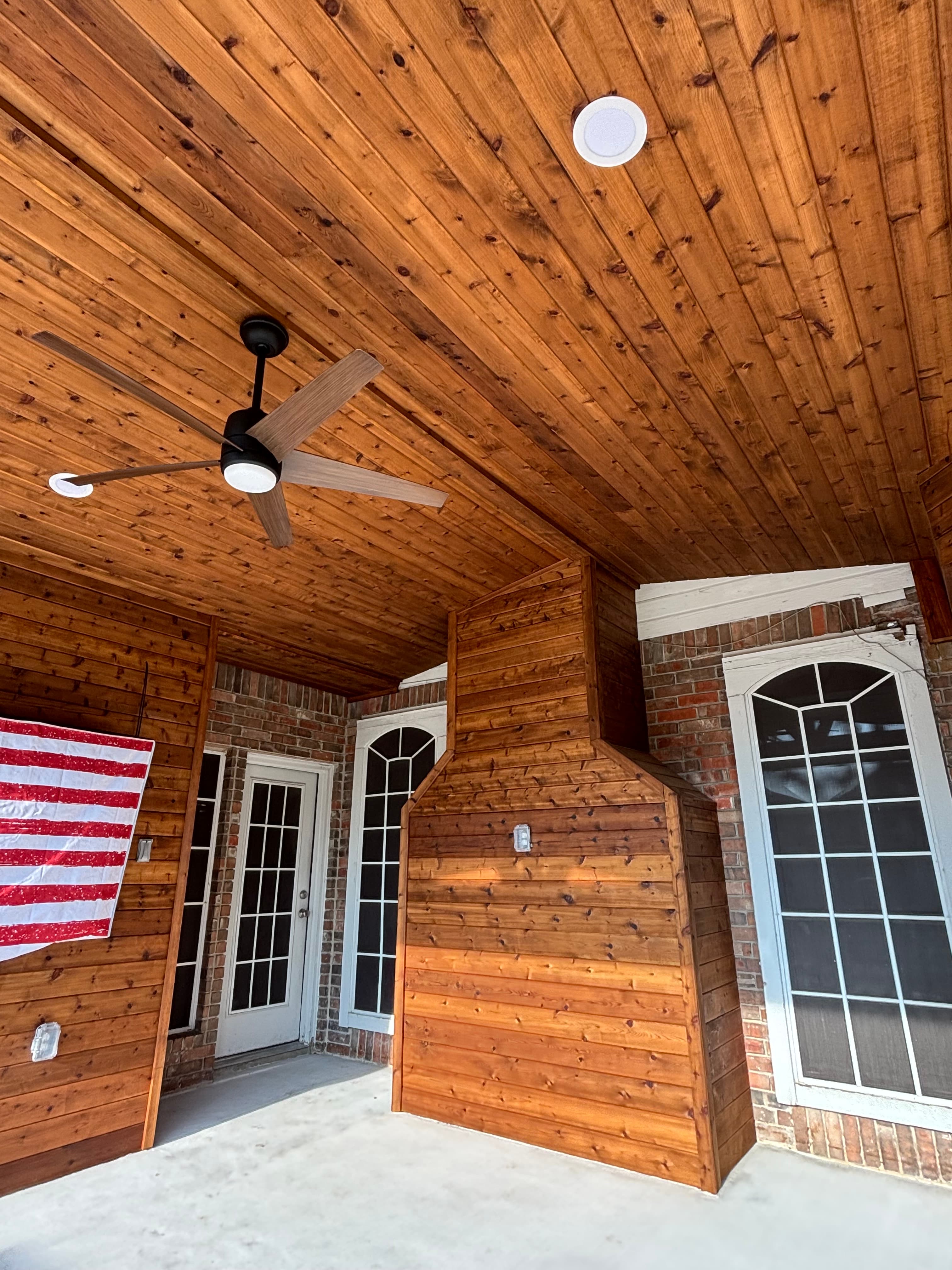 Stone Fireplace Pool Patio Cover by Titan Built Outdoors